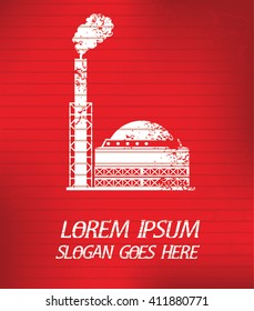 Industry on red background,poster grunge design