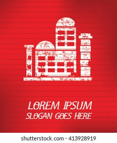 Industry on red background,poster grunge design