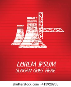 Industry on red background,poster grunge design