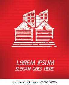 Industry on red background,poster grunge design