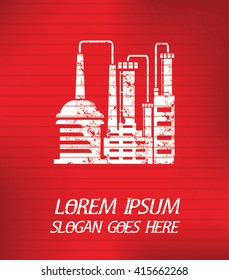 Industry on red background,poster grunge design