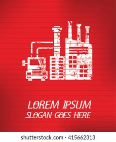 Industry on red background,poster grunge design