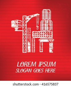 Industry on red background,poster grunge design