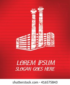 Industry on red background,poster grunge design
