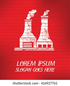 Industry on red background,poster grunge design