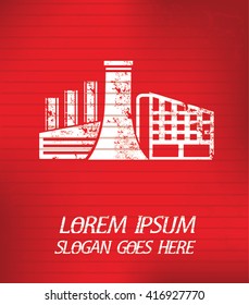 Industry on red background,poster grunge design