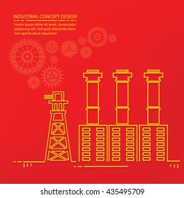 Industry on red background,vector