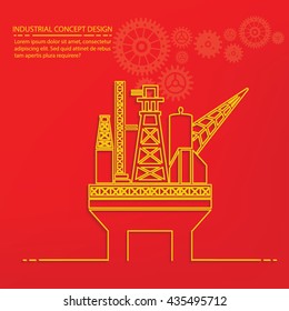 Industry on red background,vector