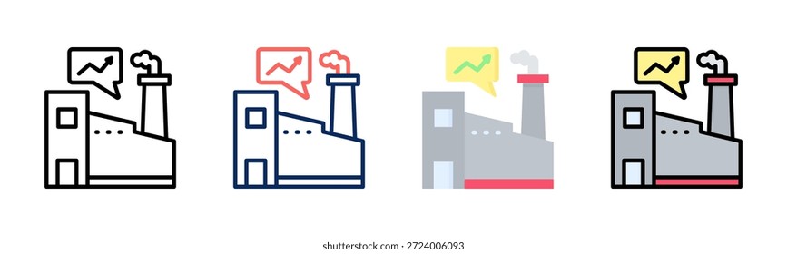 Conjunto de iconos de descripción general de la industria colección de estilos múltiples