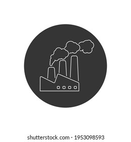 Contaminación industrial línea vectorial dióxido de carbono icono blanco en pisos modernos