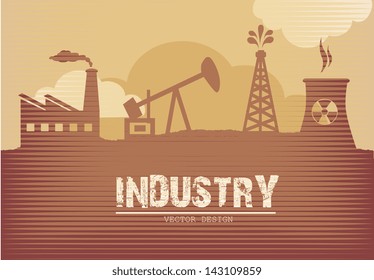 industry poster over grunge background vector illustration