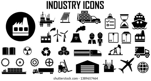 Industry Power Factory Vector Icon.