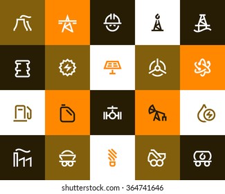 Industry and power generation icons. Flat style