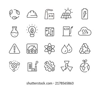 Industry and Power Icons - Vector Line. Editable Stroke. 