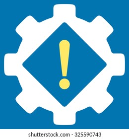 Industry Problem vector icon. Style is bicolor flat symbol, yellow and white colors, rounded angles, blue background.