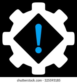 Industry Problem vector icon. Style is bicolor flat symbol, blue and white colors, rounded angles, black background.