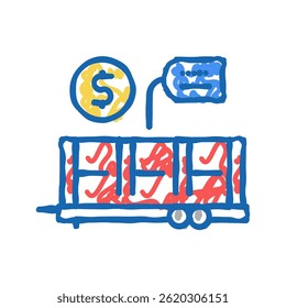 vetor de esboço do ícone do doodle do transporte do produto da indústria. símbolo isolado ilustração