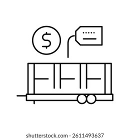industry product transportation trailer line icon vector. industry product transportation trailer sign. isolated contour symbol black illustration
