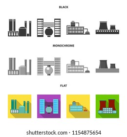 Industry, production.Factory set collection icons in black, flat, monochrome style vector symbol stock illustration web.