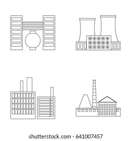 Industry, production.Factory set collection icons in outline style vector symbol stock illustration web.