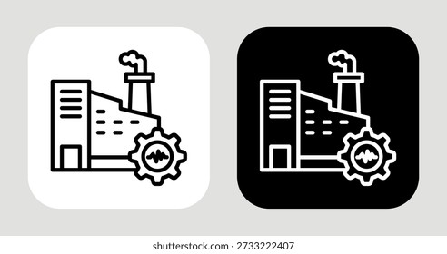 Icono de pulso de la industria en estilo de línea blanco y negro