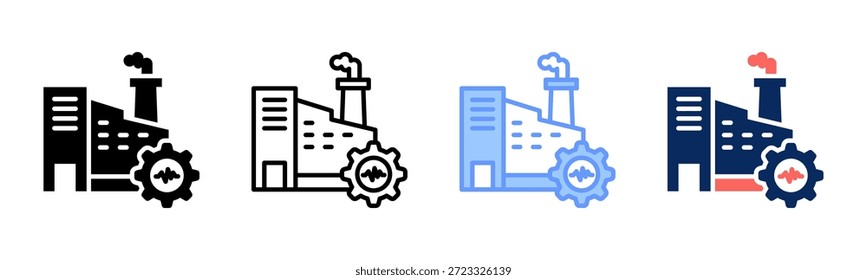 Conjunto de iconos de pulso de la industria colección de estilo múltiple