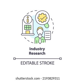 Industry research concept icon. Market analytics. Way to identify trends abstract idea thin line illustration. Isolated outline drawing. Editable stroke. Arial, Myriad Pro-Bold fonts used