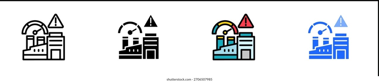Conjunto de iconos de evaluación comparativa de riesgos de la industria Colección de estilos múltiples