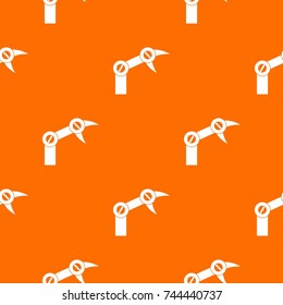 Industry robot pattern repeat seamless in orange color for any design. Vector geometric illustration