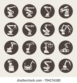 Industry robotics icon set