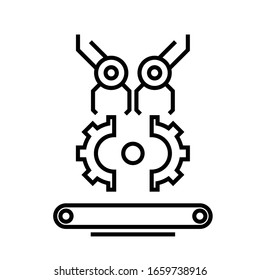 Industry robots line icon, concept sign, outline vector illustration, linear symbol.