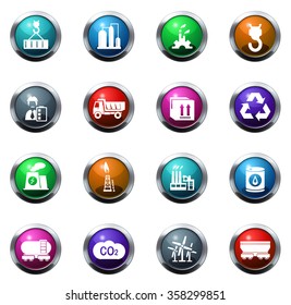 Industry round glossy web icon set