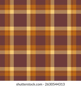 Indústria xadrez sem costura, colcha de tecido de fundo tartan. Vetor de padrão de tecido têxtil curto na paleta de cores vermelho e laranja.