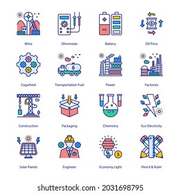 Industry Services Filled Icons - Stroked, Vector