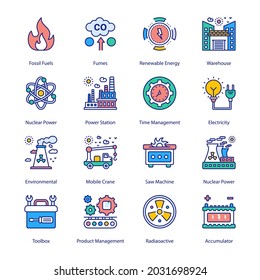 Industry Services Filled Icons - Stroked, Vector