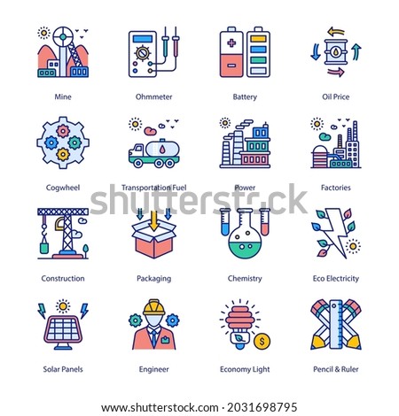 Industry Services Filled Icons - Stroked, Vector