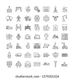 Industry set linear icons, signs, symbols vector line illustration set
