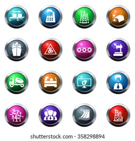 industry set round glossy web icon set