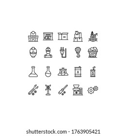 Brancheneinfache Icon-Sammlung Satz Vektorgrafik. Enthält Symbole wie Fabrik, Arbeit, Kohle, Windmühle, Getriebe und mehr.