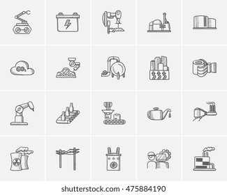 Icono de esbozo del sector para web, móvil e infografía. Conjunto de iconos de la industria dibujado a mano. Conjunto de iconos del vector del sector. Icono del sector aislado en fondo blanco.
