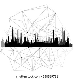 Industry skylines with  abstract polygon