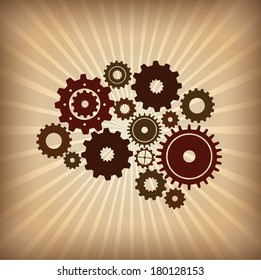 industry square design over vintage  background vector illustration 