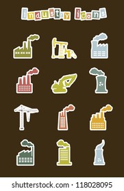 industry stickers over brown background. vector illustration