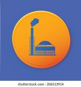 Industry symbol on yellow button,vector