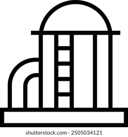 Icono de tanque de la industria. Diseño de estilo lineal delgado aislado sobre fondo blanco