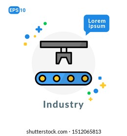 Industry Technology Flat icon. Used For web, logo, mobile app, User Interface