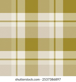 Industry texture background vector, girly tartan check fabric. Luxury seamless pattern textile plaid in yellow and white colors palette.