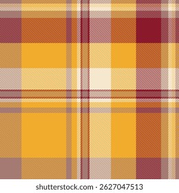 Industry texture seamless vector, website fabric background pattern. Commerce tartan check plaid textile in red and amber colors palette.