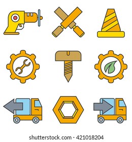 industry tool icons set, construction icons