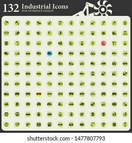 Industry and tools icon set. Round flat icons for interface design